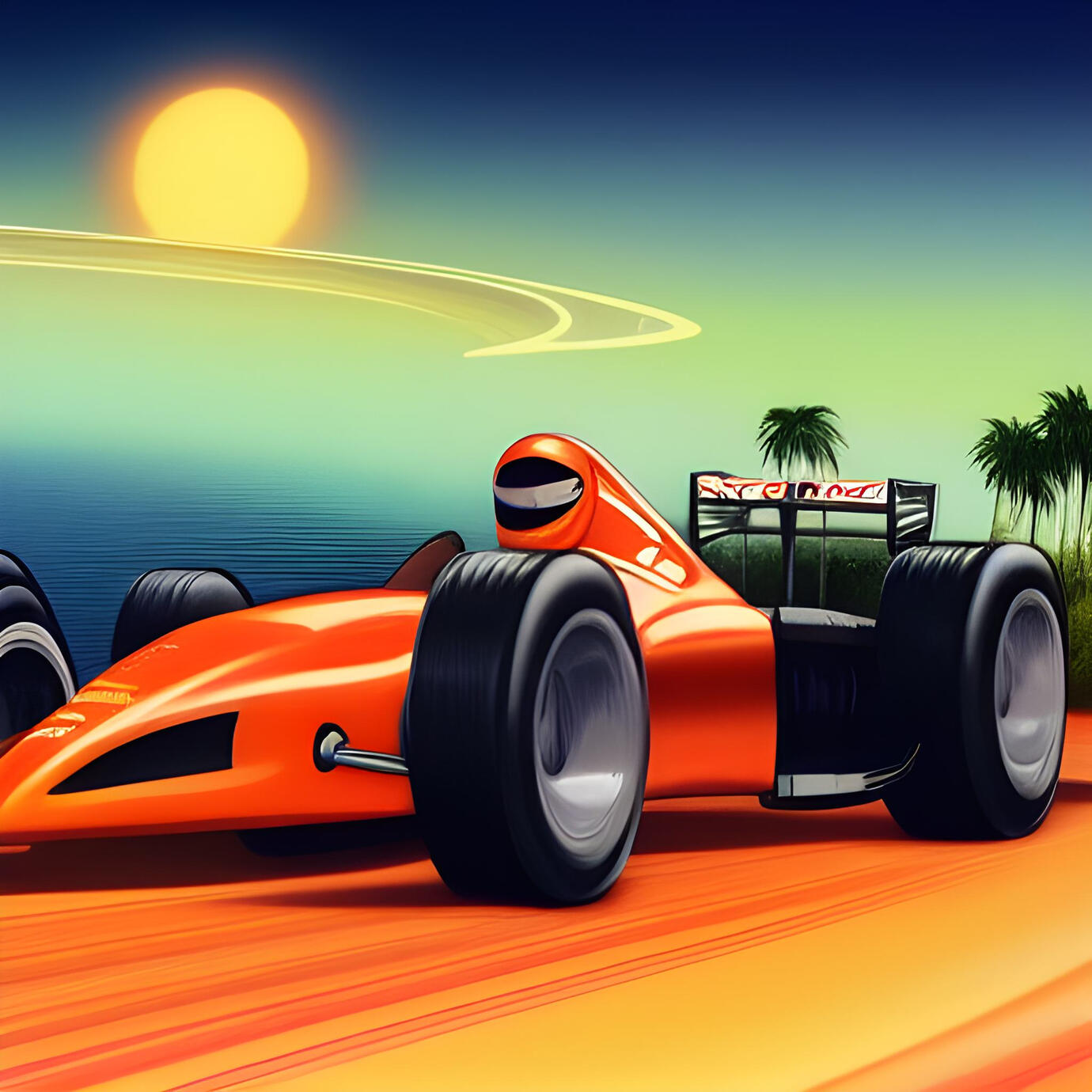 formula 1 on an alien beach