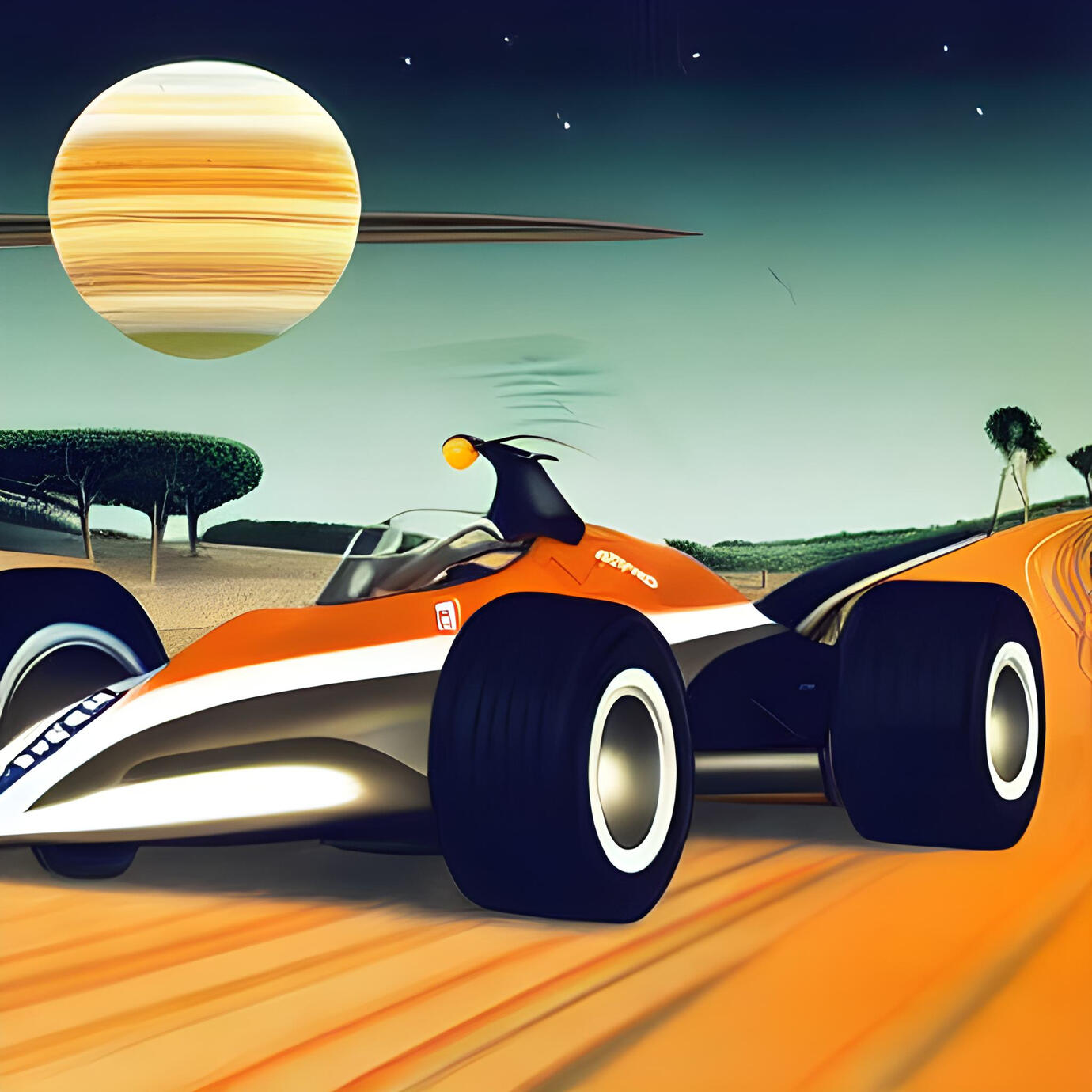 formula 1 on an alien beach