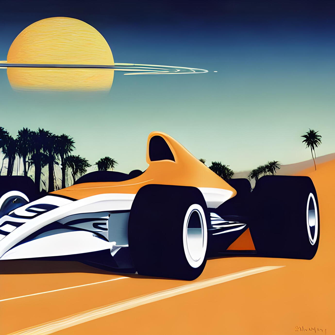 formula 1 on an alien beach