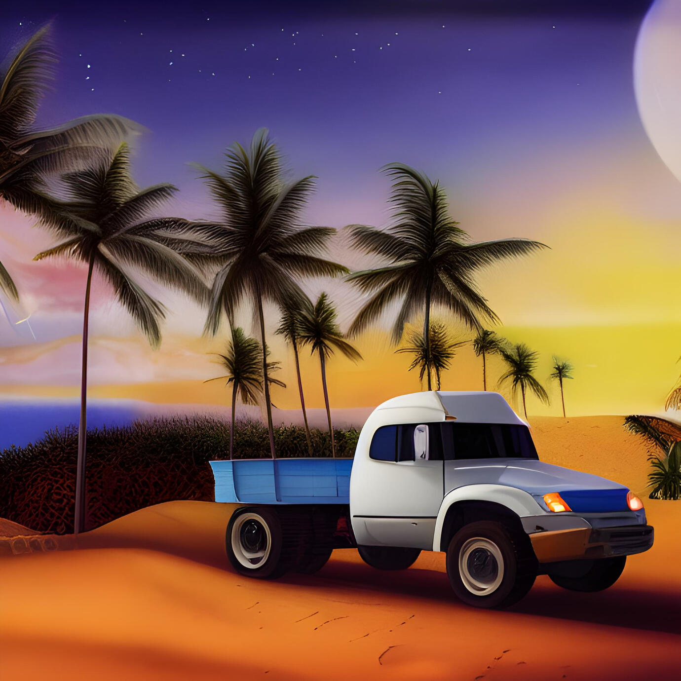 modern heavy duty truck on a beach